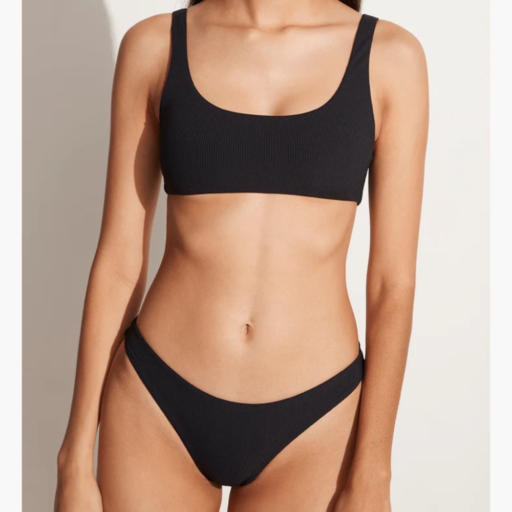 Mikoh Eden Top and Lona Bottoms Ribbed Noir Bikini XL